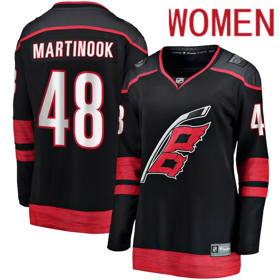 Women Carolina Hurricanes #48 Jordan Martinook Fanatics Branded Black Home Breakaway Player NHL Jersey